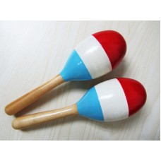 Wooden Maraca 7.5" 木製三色沙鎚(紅白藍)